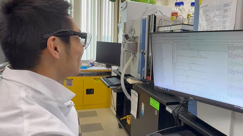 photo of the back of a man's head while he is looking at a computer screen