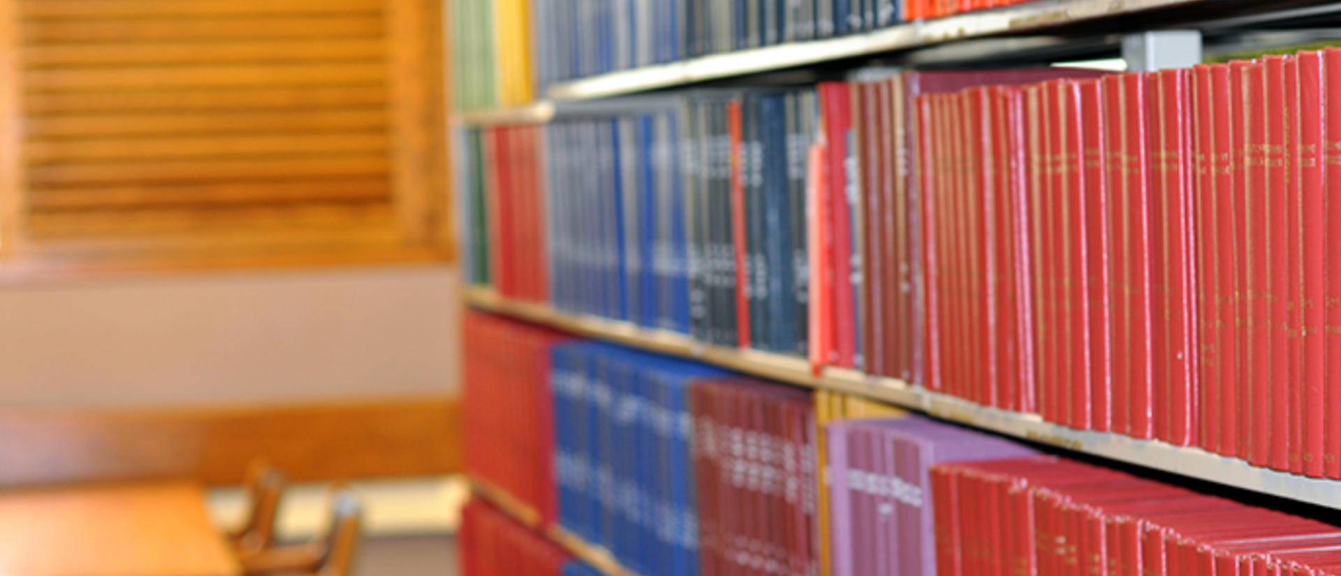 Row of books in a library
